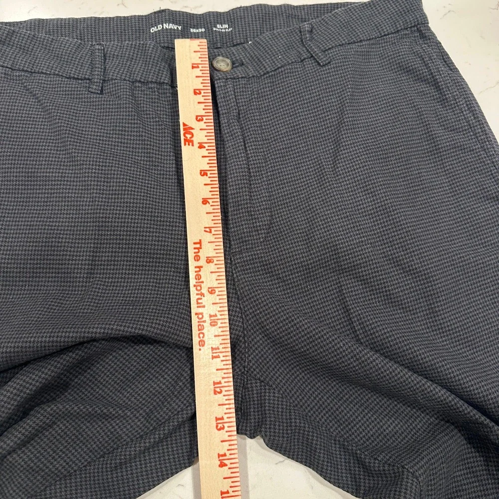 Old Navy Men 36x30 Slim Built-In Flex Houndstooth Pants Charcoal Grey Black